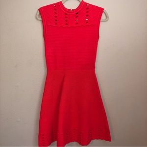Coral Ribbed Knit Dress